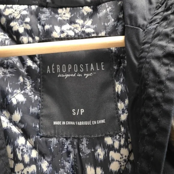 AEROPOSTALE‎ Womens Navy Blue Hooded Duffle Military Jacket Sz S Water Resistant - Picture 4 of 14